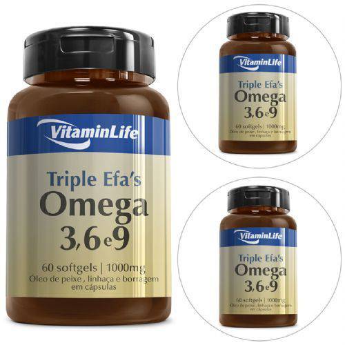 Kit com 3 - Omega 3,6,9 - 60 Cápsulas - VitaminLife