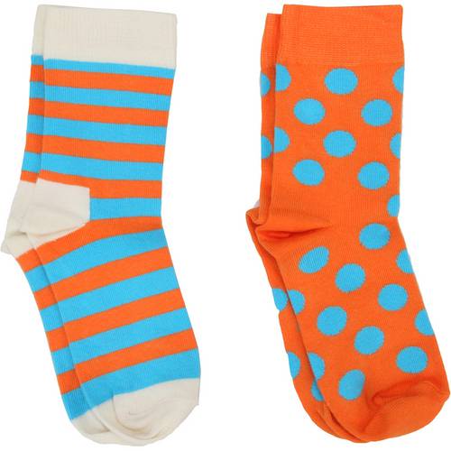 Kit com 2 Pares de Meias Happy Socks Estampadas Preto / Amarelo / Rosa 7 a 9 Anos