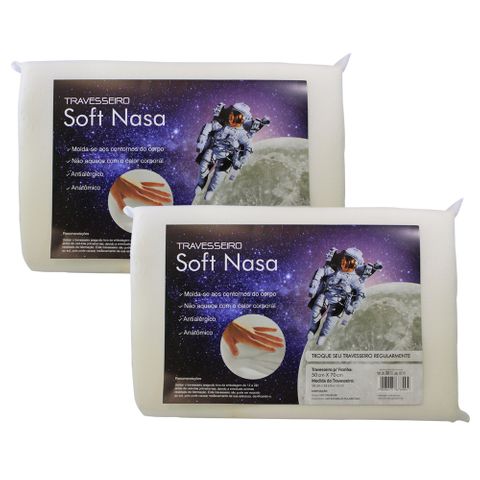 Kit com 2 Peças Travesseiro Viscoelástico Soft Nasa
