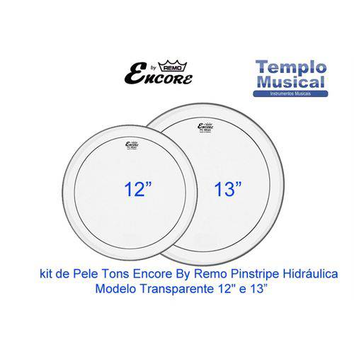 Kit com 2 Peles 12'' 13'' Encore By Remo Hidraúlica Transparente para Tons