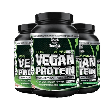 Kit com 3 Vegan Protein Chocolate 900g Proteína Vegetal Unilife