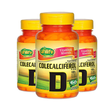 Kit com 3 Vitamina D Colecalciferol 60 Cápsulas Unilife