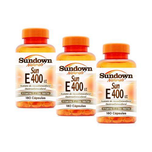 Kit com 3 Vitamina e 400 IU - Sundown Vitaminas - 180 Cápsulas