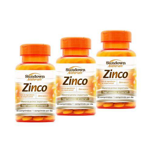 Kit com 3 Zinco 7 Mg - Sundown Vitaminas - 90 Comprimidos