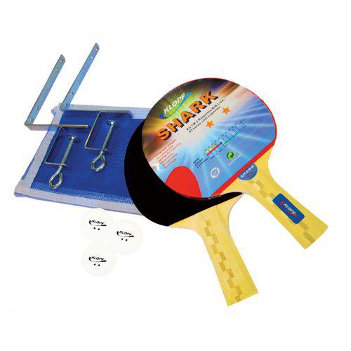 Kit Completo de Tênis de Mesa / Ping Pong - 02 Raquetes, 03 Bolas, Suporte e Rede Klopf 5031
