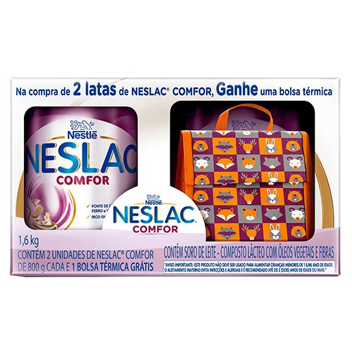 Kit 2 Composto Lácteo Nestlé Neslac Comfor Lata 800g Ganhe Bolsa Térmica