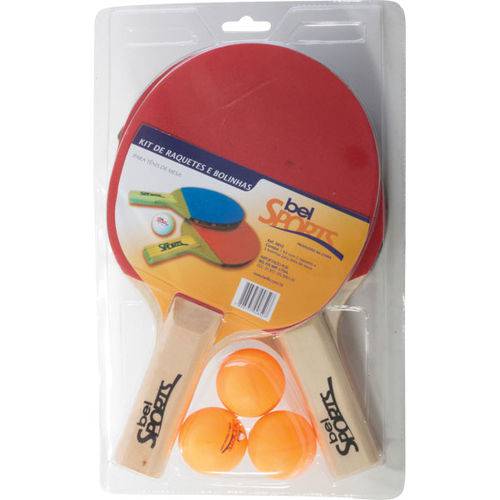 Kit Conjunto Ping Pong 2 Raquetes + 3 Bolas Belfix