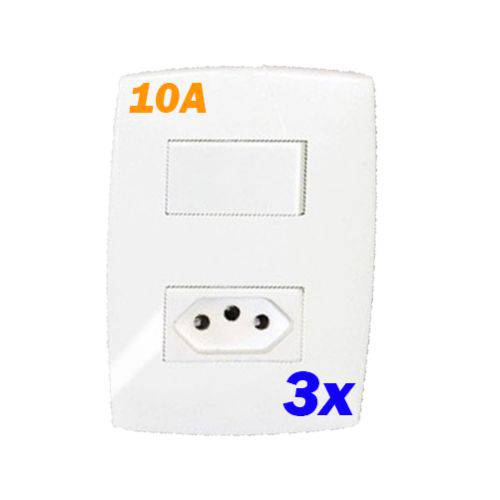 Kit 3 Conjuntos Interruptor Simples + Tomada 10a - Blux Linha Home