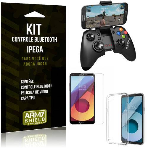 Kit Controle Bluetooth LG Q6 Plus Controle + Película + Capa - Armyshield