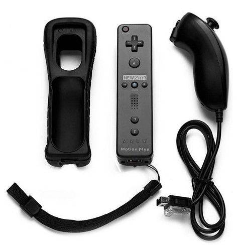 Kit Controle para Nintendo Wii Remote Plus Nunchuck Wii U Preto