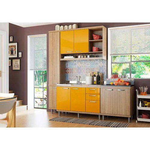 Kit Cozinha 4 Módulos 5812-s7 - Sicília - Multimóveis - Argila / Amarelo
