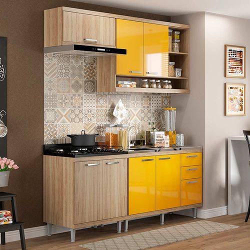 Kit Cozinha 4 Módulos 5810-S6 - Sicília - Multimóveis Argila/amarelo