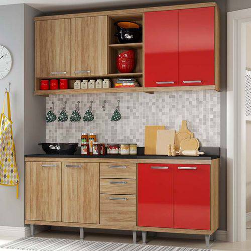 Kit Cozinha 4 Módulos com Tampo 5819-s10t - Sicília - Multimóveis Argila/vermelho