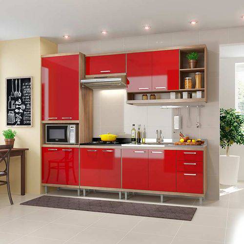 Kit Cozinha 5 Módulos 5808-S5 - Sicília - Multimóveis Argila/vermelho