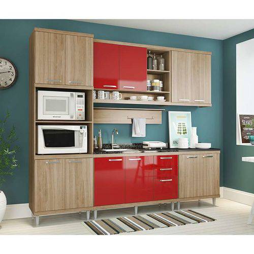 Kit Cozinha 6 Módulos 5814-s8 - Sicília - Multimóveis - Argila / Vermelho