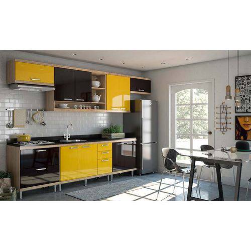 Kit Cozinha 7 Módulos 5800-s1 - Sicília - Multimóveis Argila/amarelo/preto