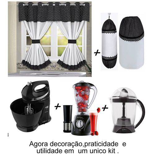 Kit Cozinha 8 Peças ,Liquidificador+batedeira+espremedor+Cor +3 Capas de Eletro+puxa Saco