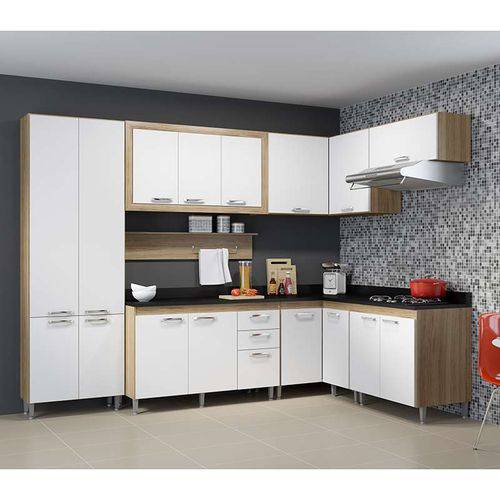 Kit Cozinha 9 Módulos 5715-t8t com Tampo - Toscana - Multimóveis Argila/branco/preto