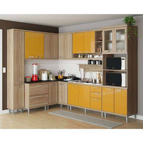 Kit Cozinha 9 Módulos 5802-s2 - Sicília - Multimóveis Argila/amarelo