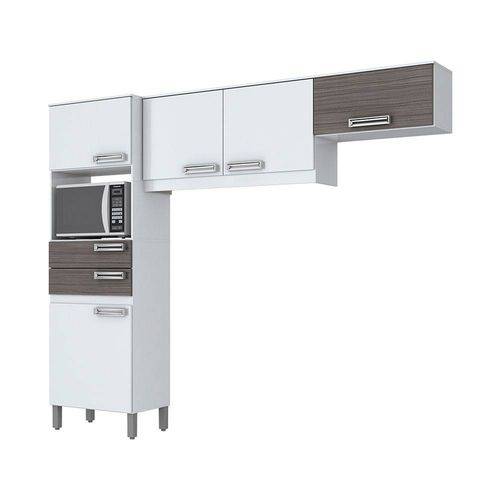 Kit Cozinha Compacta 5 Portas 2 Gavetas Be107-80 Branco/Gris - Briz