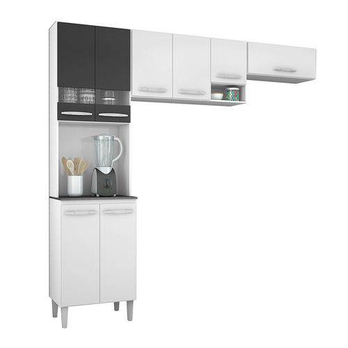 Kit Cozinha Compacta Isadora 3 Peças 8 Portas Branco/preto - Poquema