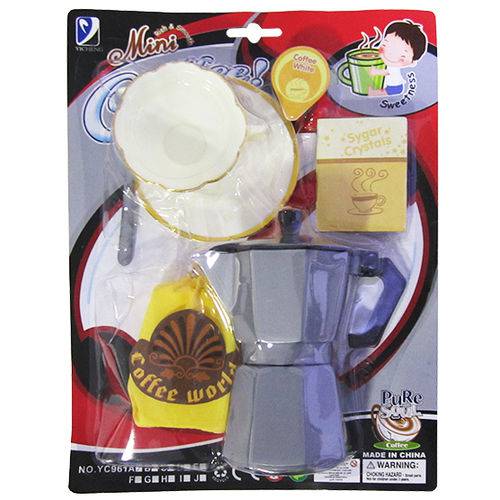 Kit Cozinha Infantil com Cafeteira e Acessorios Mini Coffee 7 Pecas na Cartela