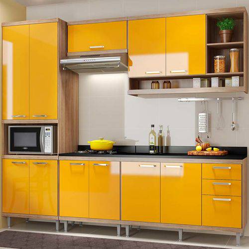 Kit Cozinha Sicília C/ Tampo 5809-s5t - Multimóveis - Argila / Amarelo