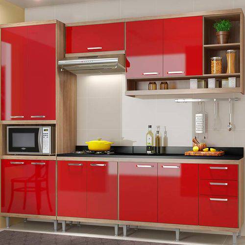 Kit Cozinha Sicília C/ Tampo 5809-s5t - Multimóveis - Argila / Vermelho
