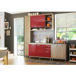 Kit Cozinha Sicília Modulada 4 Peças 5812-S7 Balcão Duplo com Tampo - Argila/Vermelho - Multimóveis