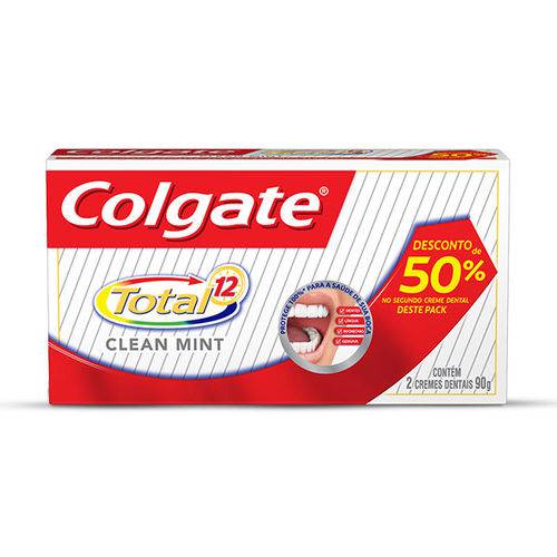 Kit Creme Dental Colgate Total 12 Clean Mint 2 X 90g