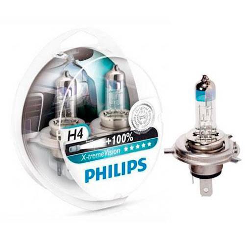 Kit da Lâmpada do Farol H4 X2 Xtreme Vision 100% Mais Luz 12V 55/60W Jogo - Philips Cor_unica