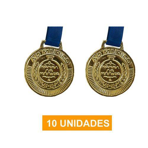Kit de 10 Medalhas com Fita - Ouro- 4450- Futebol / Volei / Artes Marciais - 50mm- Rema