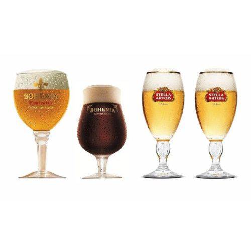 Kit de 4 Taças Cerveja 1 Bohemia Escura 1 Confraria e 2 Stella