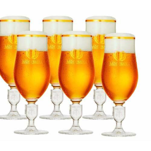 Kit de 6 Taças de Cristal Baden Baden 370 Ml Brasão Cerveja