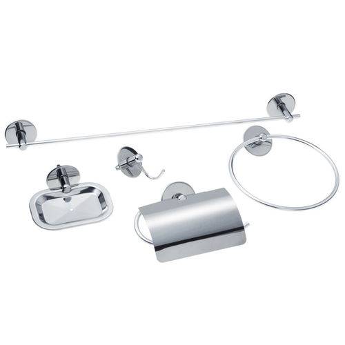 Kit de Acessórios para Banheiro 5 Peças Inox Linha Silver - Japi