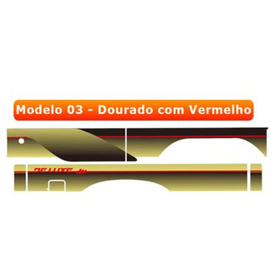Kit de Adesivos Laterais D20 Deluxe Cabine Dupla 1993 a 1996 Dourado com Vermelho