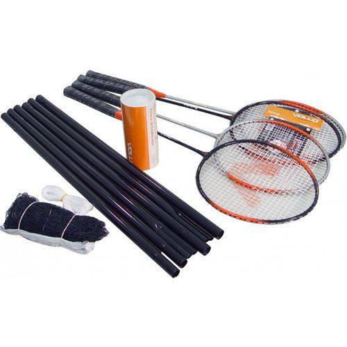 Kit de Badminton com 4 Raquetes e 3 Petecas Vollo VB004
