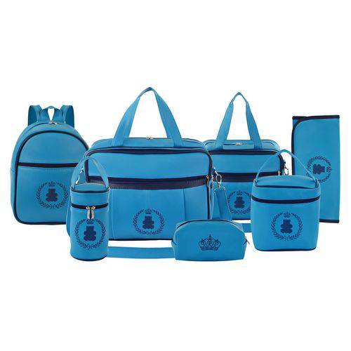Kit de Bolsa Diamond Azul Capri e Azul Marinho -7 Peças