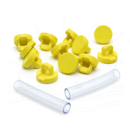 Kit de Botões para Sandálias Furo Quadrado - 12 Unid Amarelo
