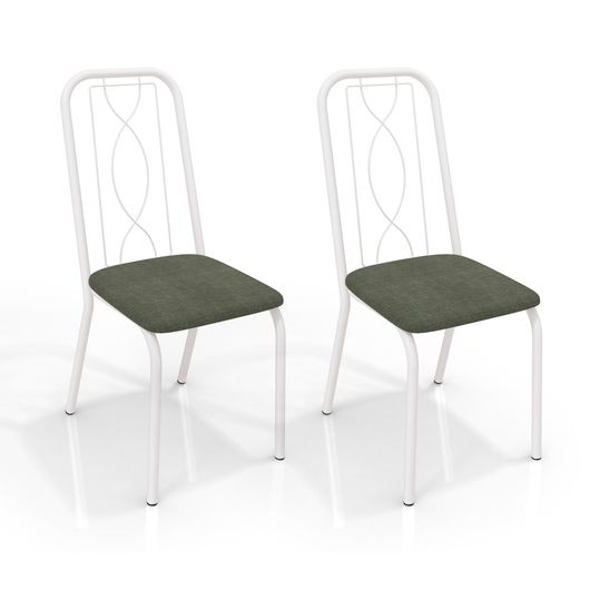 Kit de Cadeiras com 2 Unidades, Branco, Veludo Oliva, Austria III