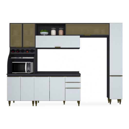 Kit de Cozinha Detroit Compacta, Padrao - Grafite HP/ Branco HP - 104