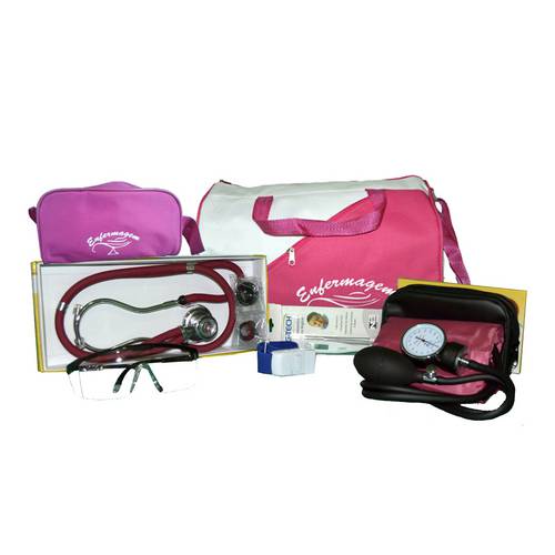 Kit de Enfermagem C/ Bolsa Pink - Aparelho Vinho e Nec. Pin