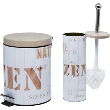 Kit de Lixeira e Escova para Banheiro Zen 5L