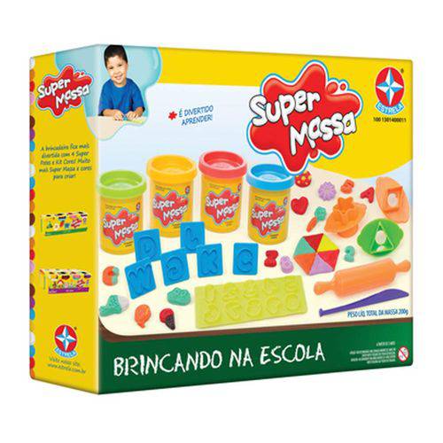 Kit de Masinhas Brinquedo Conjunto Super Massas Bincando na Escola Estrela