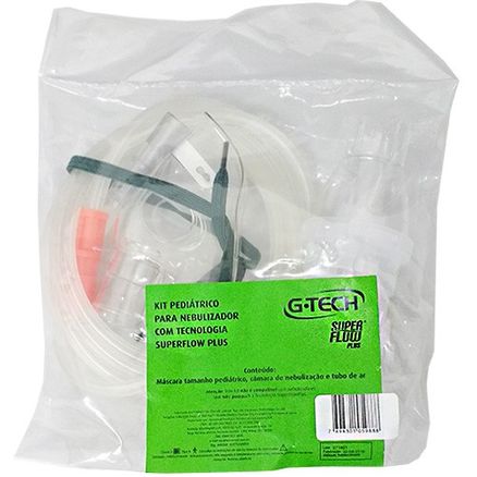 Kit de Nebulização Pediátrico G-Tech Superflow Plus Máscara Tamanho Infantil, Câmara de Nebulização e Tubo de Ar