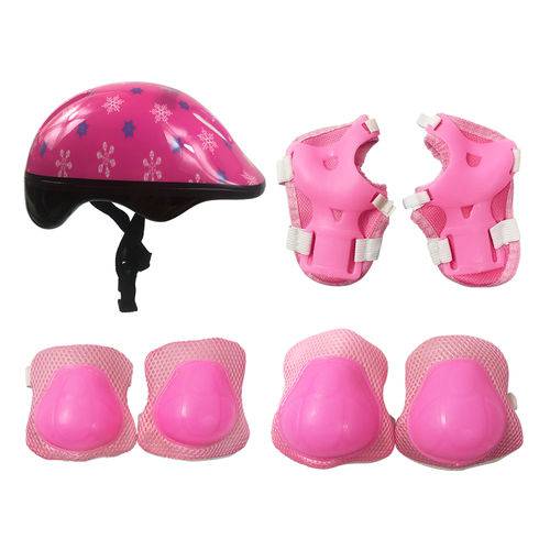 Kit de Proteção Infantil Rosa Skate Patins Bike Capacete