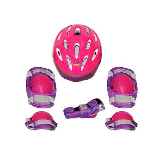 Kit de Proteção Rosa Blister para Patins e Skate Capacete Joelheira Cotoveleira Munhequeira Tamanho G Bel Sports