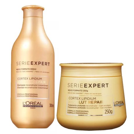 Kit de Reconstrução L'Oréal Professionnel Absolut Repair Cortex Lipidium Shampoo 300ml + Máscara 250g