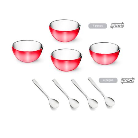 Kit de Sobremesa Colorinox 8 Peças Gourmet Mix - Vermelho