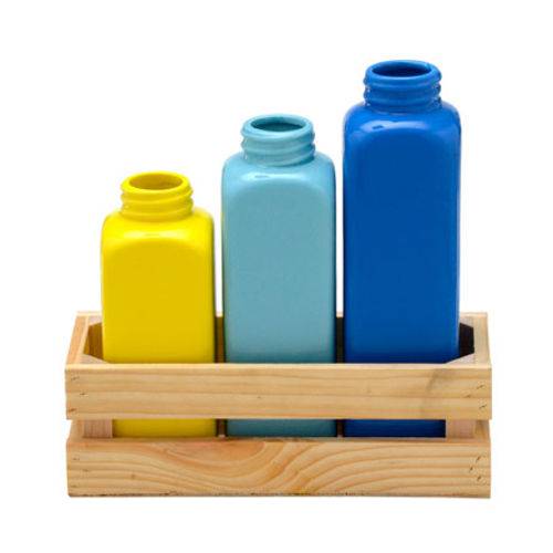 Kit de Vasos Coloridos com Suporte 04 Peças